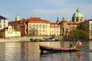 Boats-Vltava-River-runs-in-Prague