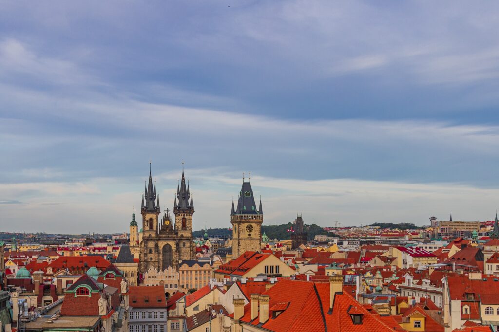 Panoramic view Old Town square in Prague