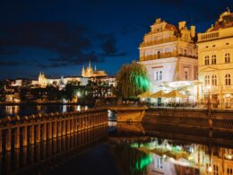 Prague city center by night