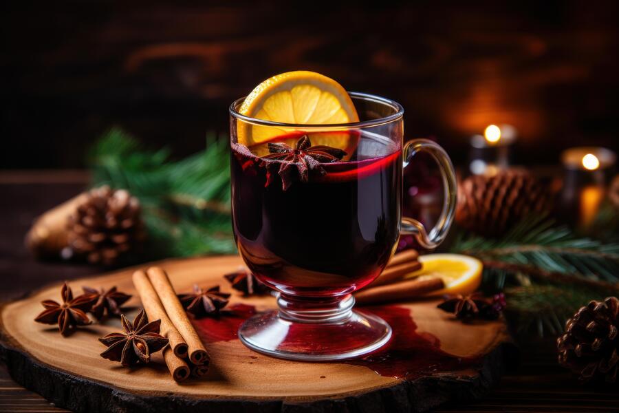 Spiced Mulled wine with orange.