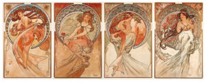 For Mucha, The Flowers are a full-blown expression of his Art Nouveau style. Copyright nomadwomen.com