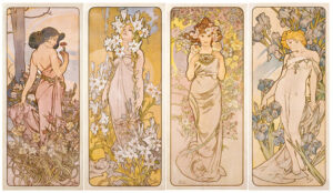 For Mucha, The Flowers are a full-blown expression of his Art Nouveau style.