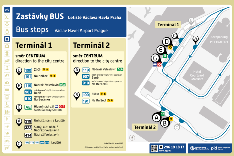 Prague Airport Map Terminal, Bus, & Runaway Maps
